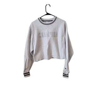 Champion Womens Reverse Weave Crew New Cropped Sweatshirt Small Gray